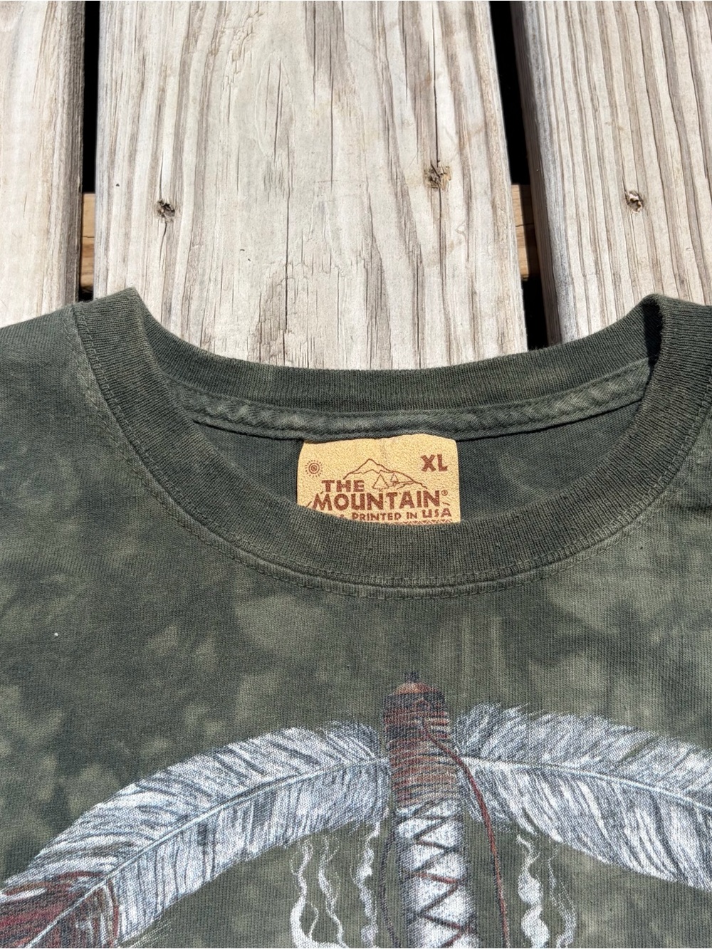 The Mountain Tie Dye Peace Sign Dreamcatcher Graphic T-Shirt Green XL - Picture 2 of 9